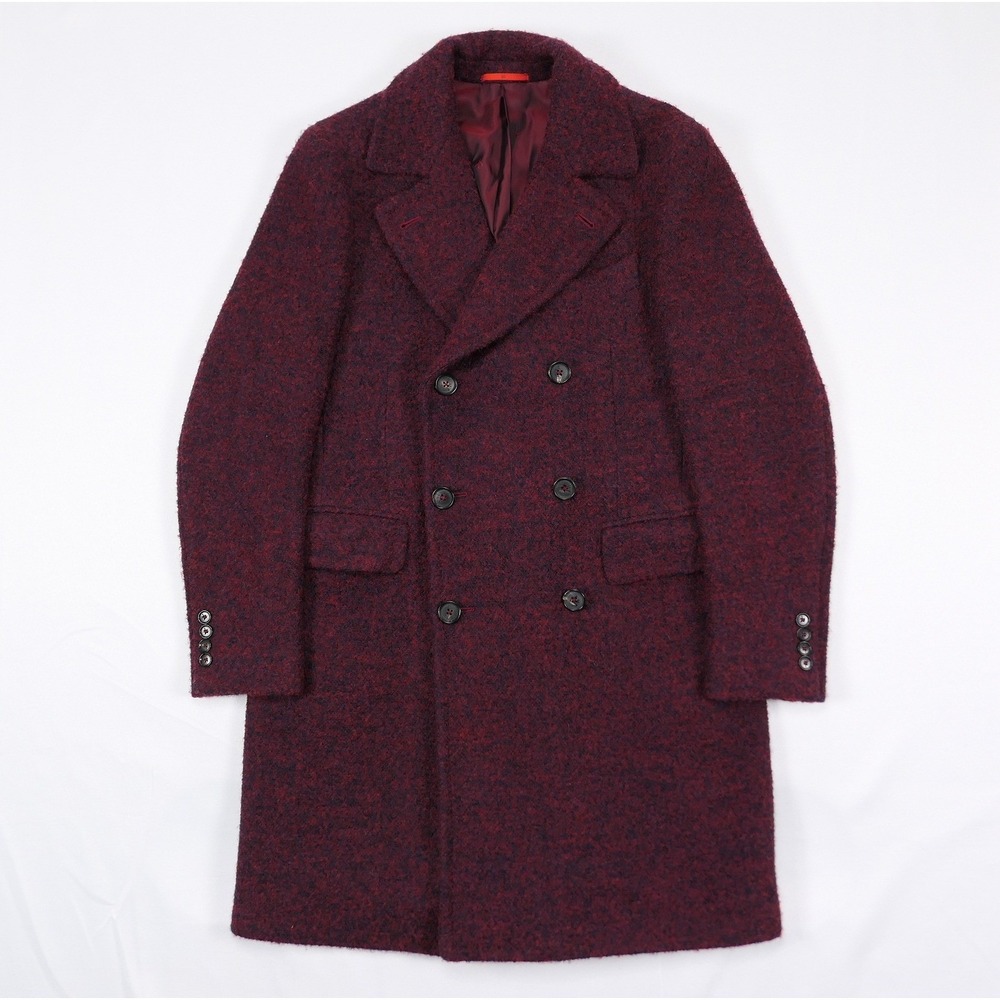 Isaia Napoli Marshal Double Breasted Alpaca Wool Mélange Bouclé Overcoat US 38R